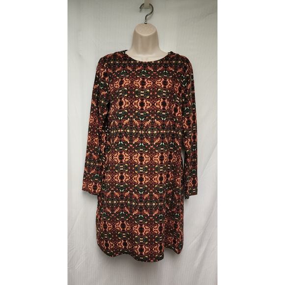 H&M Round Neck Long Sleeve Multicolor Floral Dress Size US 8 - Picture 2 of 7